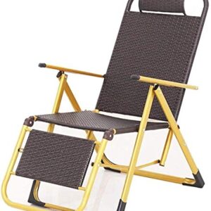 NOALED Recliners Office Chair, Sun Lounger Recliner Wicker Chair Folding Rattan Recliner Office Chair Balcony Lazy Rocking Chair Outdoor Portable Chair