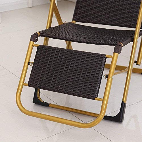 NOALED Recliners Office Chair, Sun Lounger Recliner Wicker Chair Folding Rattan Recliner Office Chair Balcony Lazy Rocking Chair Outdoor Portable Chair