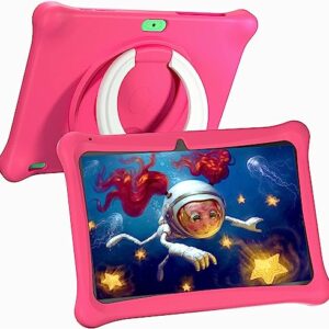 SGIN Android 12 Kids Tablet, 2GB+64GB Tablets for Kids, 10 Inch Kids Tablet with Case, Dual Camera, WiFi, Parental Control APP, Educational Games, iWawa Pre Installed, Pink