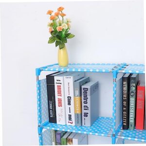 Alipis Book Storage Rack Adjustable Bookshelf Storage Rack Stackable Bookcase Cubes Library Bookshelf Shoe Rack Simple Blue Combination Closet Shelves Cubby Bookcase