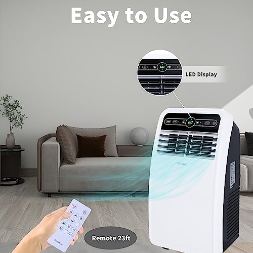 Shinco 8,000 BTU Portable Air Conditioner, Portable AC Unit with Built-in Cool, Dehumidifier & Fan Modes for Room up to 200 sq.ft, Room Air Conditioner with Remote Control, Installation Kit