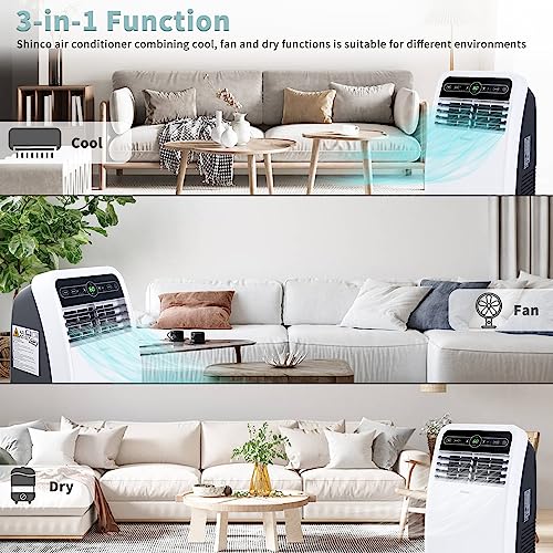 Shinco 8,000 BTU Portable Air Conditioner, Portable AC Unit with Built-in Cool, Dehumidifier & Fan Modes for Room up to 200 sq.ft, Room Air Conditioner with Remote Control, Installation Kit