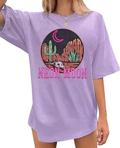 women's oversized t shirts neon moon shirts classic country cowgirl t-shirt music vintage graphic tee tops