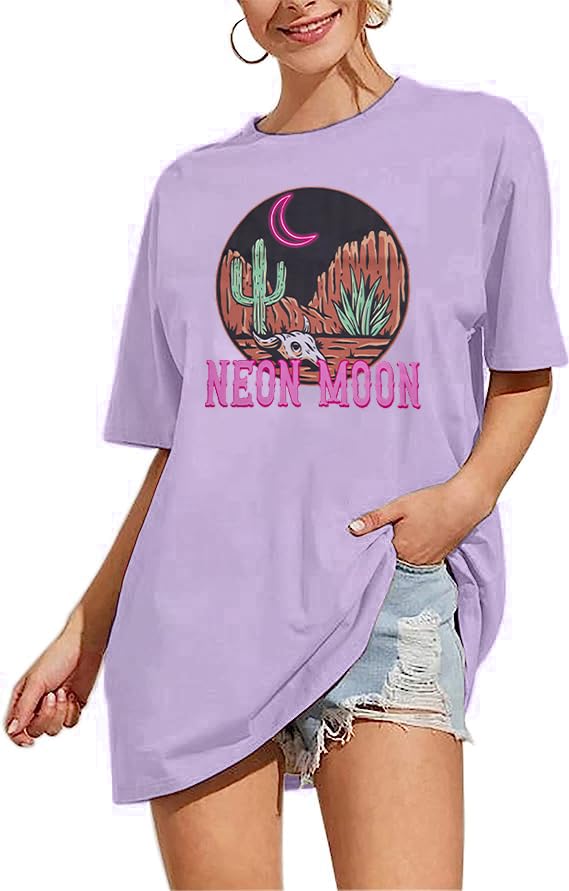 Women's Oversized T Shirts Neon Moon Shirts Classic Country Cowgirl T-Shirt Music Vintage Graphic Tee Tops