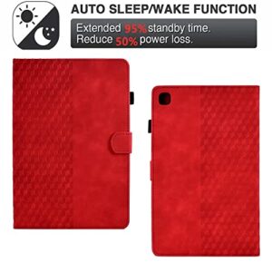 Square Pattern Cover with 4 Credit Card Holders and Pencil Holder Business Casual Kickstand Protective Case for iPad Air 1/iPad 5 9.7"-Red