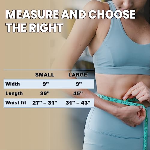 Nano Silver Tech Waist Trainers for Women Belly Fat, Men’s Waist Trimmer Belt and Sweat Band with 3 Strong Adjustable Velcro Straps, Storage Pocket, Reduce Belly Fat and Waistline, Black (Large)