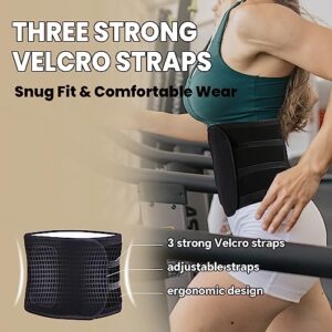 Nano Silver Tech Waist Trainers for Women Belly Fat, Men’s Waist Trimmer Belt and Sweat Band with 3 Strong Adjustable Velcro Straps, Storage Pocket, Reduce Belly Fat and Waistline, Black (Large)