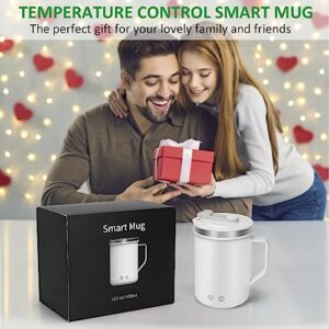 Temperature Control Smart Mug, Self Heating Coffee Mug Electric Coffee Warmer - Rechargeable Battery & USB Power, 131℉, Self Stirring, 8 Hours Auto Shut Off, 11oz (White)