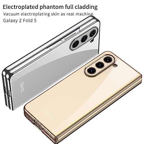 SHIEID Samsung Galaxy Z Fold5 Case, Galaxy Fold 5 Case Slim Hard Case, [Phantom + Electroplated Shell] Lens Protection Cover for Samsung Galaxy Z Fold 5, Transparent