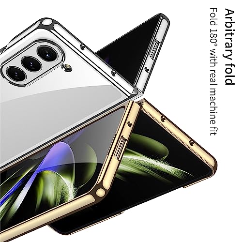 SHIEID Samsung Galaxy Z Fold5 Case, Galaxy Fold 5 Case Slim Hard Case, [Phantom + Electroplated Shell] Lens Protection Cover for Samsung Galaxy Z Fold 5, Transparent