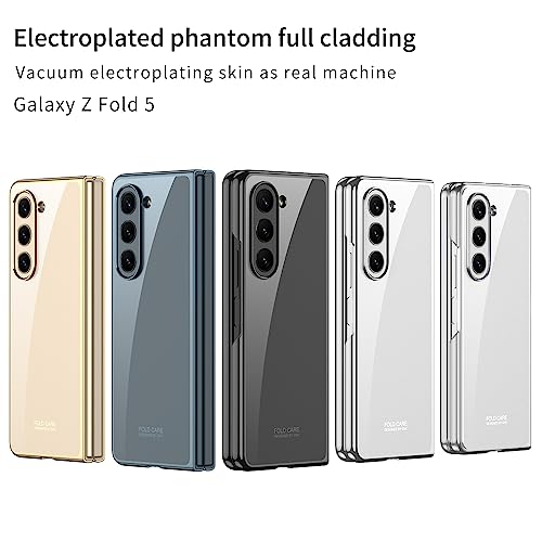 SHIEID Samsung Galaxy Z Fold5 Case, Galaxy Fold 5 Case Slim Hard Case, [Phantom + Electroplated Shell] Lens Protection Cover for Samsung Galaxy Z Fold 5, Transparent