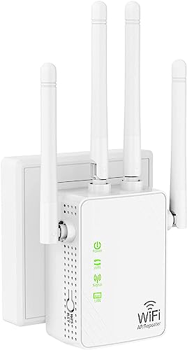 WiFi Extender Signal Booster Up to 5000sq.ft and 45 Devices, WiFi Range Extender, Wireless Internet Repeater, Long Range Amplifier with Ethernet Port, Access Point, 1-Key Setup, Alexa Compatible