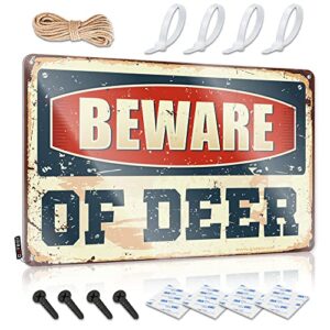 Dsoluuing Bar Signs for Home Bar Funny Beware of Deer Sign Retro Room Decor Metal Sign Funny (Size : 20X30CM)