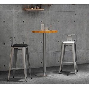 Lingula Bar Table Casual Metal High Tables and Chairs Simple Bar Industrial Style Small Round Table Retro Solid Wood Bar Table and Chairs Pub Tables (Color : A, Size : S)