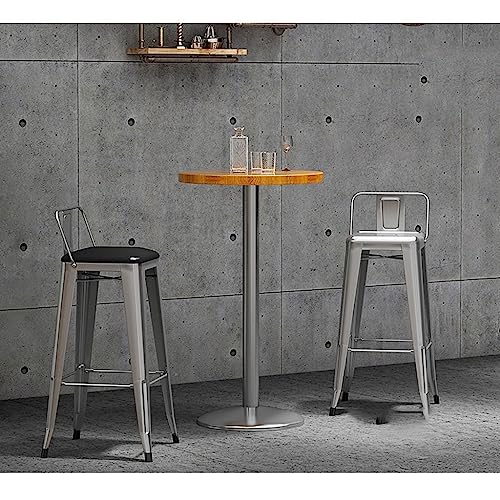 Lingula Bar Table Casual Metal High Tables and Chairs Simple Bar Industrial Style Small Round Table Retro Solid Wood Bar Table and Chairs Pub Tables (Color : A, Size : S)