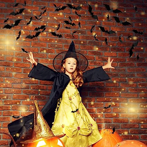 Halloween Party Supplies Hallween Decorations Bats Wall Decor 140PCS Realistic PVC 3D Black Scary Bat Sticker for Creepy Home Decor Halloween Party Decorations DIY Wall Decal Bathroom Indoor Halloween Decor