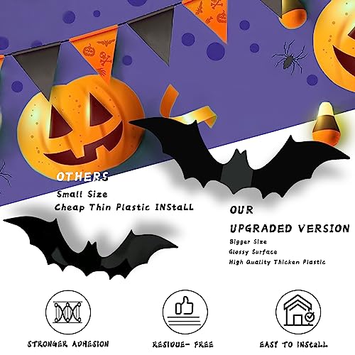 Halloween Party Supplies Hallween Decorations Bats Wall Decor 140PCS Realistic PVC 3D Black Scary Bat Sticker for Creepy Home Decor Halloween Party Decorations DIY Wall Decal Bathroom Indoor Halloween Decor