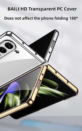 BAILI Galaxy Z Fold5 Transparent Case,HD Transparent Ultra-Slim PC Cover for Z Fold 5,Ultra-Thin as Cicada Z Fold5 Clear Mirror Shell,Military-Grade Drop Proof Case for Samsung Galaxy Z Fold5-Silver