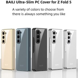 BAILI Galaxy Z Fold5 Transparent Case,HD Transparent Ultra-Slim PC Cover for Z Fold 5,Ultra-Thin as Cicada Z Fold5 Clear Mirror Shell,Military-Grade Drop Proof Case for Samsung Galaxy Z Fold5-Silver