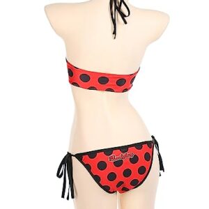 Miraculous Women's Ladybug Classic Beach Halter Top with Tie-Side Bottom Bikini Bathing Suit (as1, Alpha, m, Regular, Regular, Red)