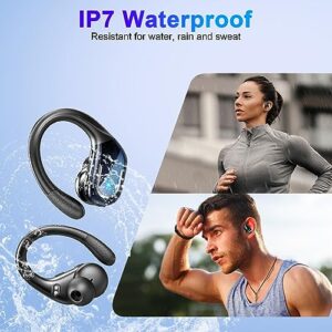 Wireless Earbud, 2023 Sport Wireless Bluetooth 5.3 Earbud with HiFi Stereo, 90H Over Ear Bud with Noise Cancelling Mic, IP7 Waterproof Bluetooth Headphones, LED Display, Button Control, for Running