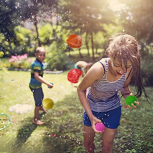 QPEY 60 PCS Water Soaker Balls, Reusable Water Balloons for Outdoor Toys and Games, Summer Fun Activities for Pool, Beach, Yard Games for Kids and Adults