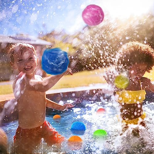 QPEY 60 PCS Water Soaker Balls, Reusable Water Balloons for Outdoor Toys and Games, Summer Fun Activities for Pool, Beach, Yard Games for Kids and Adults