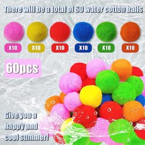 QPEY 60 PCS Water Soaker Balls, Reusable Water Balloons for Outdoor Toys and Games, Summer Fun Activities for Pool, Beach, Yard Games for Kids and Adults