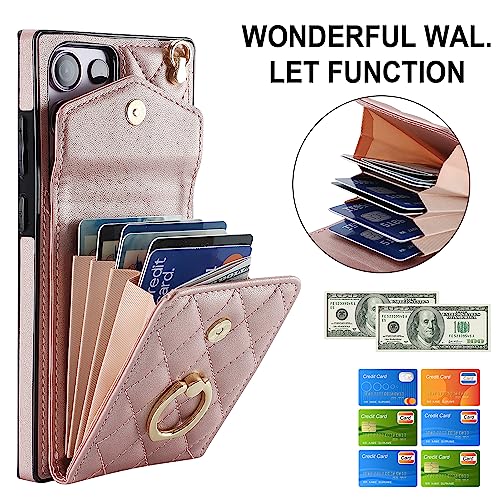 Asuwish Phone Case for Samsung Galaxy S23 Ultra 5G Wallet Cover with Tempered Glass Screen Protector Wrist Strap Ring RFID Blocking Card Holder Cell S23Ultra 23S S 23 23Ultra 6.8 inch Women Rose Gold