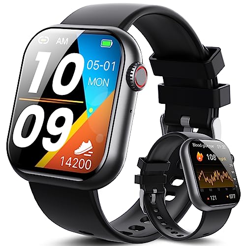 Blood Sugar Glucose Monitor Smart Watch Bluetooth Answer/Make Calls, Smartwatch Fitness Tracker for Men Women Heart Rate Monitor Blood Oxygen Pressure Tracking, IP67 Waterproof, 1.9" HD Touch Screen