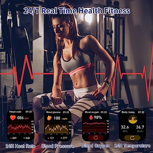 Blood Sugar Glucose Monitor Smart Watch Bluetooth Answer/Make Calls, Smartwatch Fitness Tracker for Men Women Heart Rate Monitor Blood Oxygen Pressure Tracking, IP67 Waterproof, 1.9" HD Touch Screen