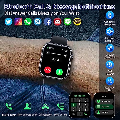 Blood Sugar Glucose Monitor Smart Watch Bluetooth Answer/Make Calls, Smartwatch Fitness Tracker for Men Women Heart Rate Monitor Blood Oxygen Pressure Tracking, IP67 Waterproof, 1.9" HD Touch Screen