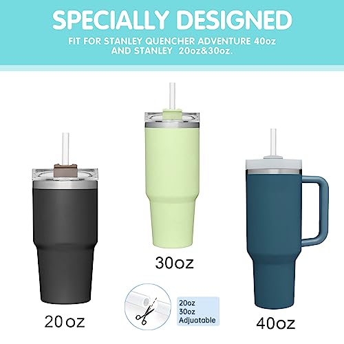 5 PCS Replacement Silicone Straws for Stanley Adventure Quencher Travel Tumbler 40oz Stanley Cup,2 Reusable Clear Straws with 1 Protective Silicone Boot and 10mm Straw Cover