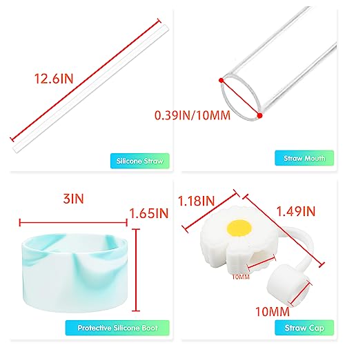 5 PCS Replacement Silicone Straws for Stanley Adventure Quencher Travel Tumbler 40oz Stanley Cup,2 Reusable Clear Straws with 1 Protective Silicone Boot and 10mm Straw Cover