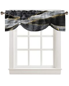 tie up valance for windows black abstract marble curtains valances rod pocket valance window treatments white malachite gold veins tie-up shade valance for kitchen living room bedroom 1 panel 60x18