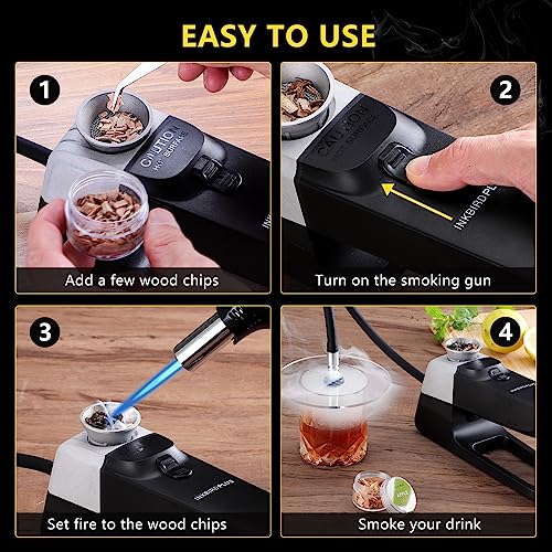 Smoking Gun for Foods Smoke Infuser-INKBIRD 13PCS Smoking Gun Kits w 6 Flavors Wood Chips, Smoker Machine with Accessories-Cold Smoke for Food and Drinks-Gift for Man, for Sous Vide, BBQ, Cheese, Meat