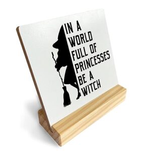inspirational witchy gifts witch decor for halloween wood sign plaque with wooden stand home office decor for desk table centerpiece shelf christmas birthday gifts for witchcraft lovers