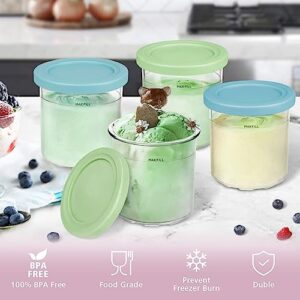 Favuit Pint Containers with Lids Ice Cream Storage Containers Compatible with NC299AMZ & NC300s Series Ice Cream Makers 2 Pack Replacement for Pints and Lids BPA-Free & Dishwasher Safe(Green Blue)