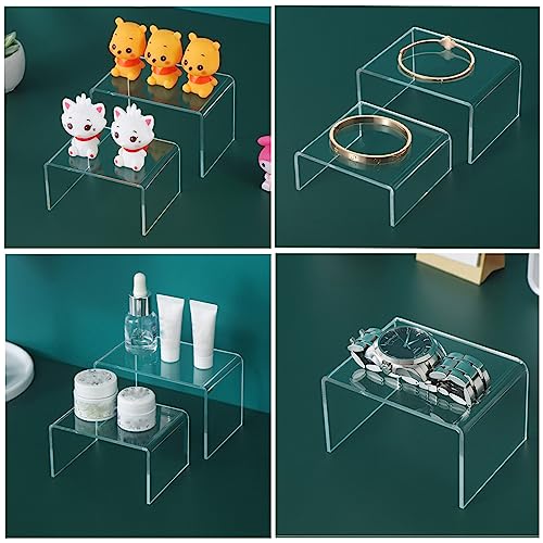 Acrylic Risers For Display,Rectangle Acrylic Risers Display Stand,6 Pc clear Acrylic Display Risers, For Food Parties Buffet Risers Puppet Collectible Display And Perfume Shelf Acrylic Organizers