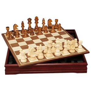 fbite portable chess set wooden chess set,board game for adults & kids,wood chessboard, magnetic pieces,travel-friendly chess for easy storage international chess