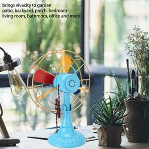 Ozgkee Vintage Table Fan Retro Style Exquisite Colors Durable Metal Wide Base Antique Desk Fan Decor for Showcase Hallway Decoration