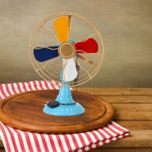 Ozgkee Vintage Table Fan Retro Style Exquisite Colors Durable Metal Wide Base Antique Desk Fan Decor for Showcase Hallway Decoration