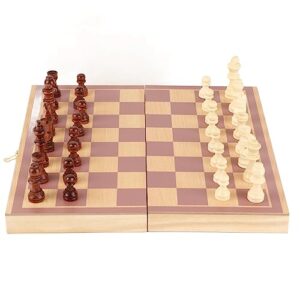 Qiilu Chess Board Only Wooden Chess Set Wood Portable Wooden Chessboard Folding Board Chess Game for Party Family Activities