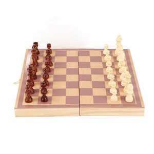 Qiilu Chess Board Only Wooden Chess Set Wood Portable Wooden Chessboard Folding Board Chess Game for Party Family Activities