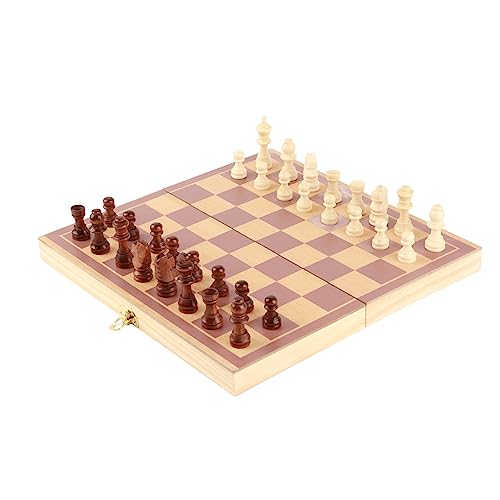 Qiilu Chess Board Only Wooden Chess Set Wood Portable Wooden Chessboard Folding Board Chess Game for Party Family Activities