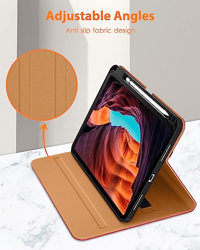 DTTO iPad 10th Generation Case 10.9 Inch 2022, Premium Leather Business Folio Stand Cover with Pencil Holder - Auto Wake/Sleep and Multiple Viewing Angles, Watermelon red