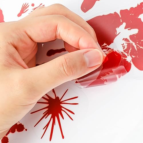 Halloween Decorations 170 PCS Halloween Window Clings, Bloody Handprint Footprint Halloween Wall Decal Floor Clings with Tattoo Stickers, Scary Halloween Decoration Window Stickers