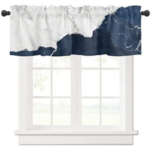 meet 1998 fall valance curtains for windows wild marble pattern gold white navy ombre short valances window treatment rod pocket valance for kitchen bedroom bathroom laundry room 54x18 inch, 1 panel