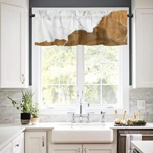 Meet 1998 Fall Valance Curtains for Windows Wild Marble Pattern Gold Brown White Ombre Short Valances Window Treatment Rod Pocket Valance for Kitchen Bedroom Bathroom Laundry Room 42x12 inch, 1 Panel