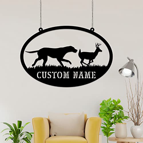 Rustic Home Decor, Foxhound with Deer Metal Wall with Lights, Deer Hunting Scene Metal Art, Metal Foxhound Decor, Dog Name Sign, Dog Name Sign,Front Door Decor